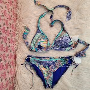 NWT Kenneth Cole Reaction Paisley Print Bikini Set, Size S